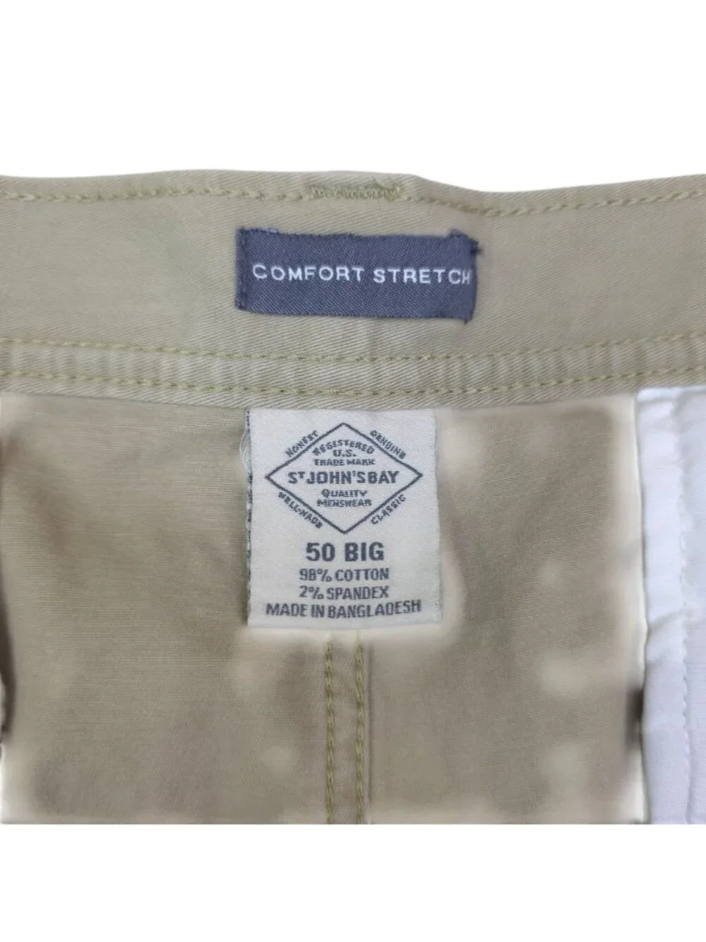 St. Johns Bay Men Size 50 Big Flat Front Comfort Stretch Shorts 10